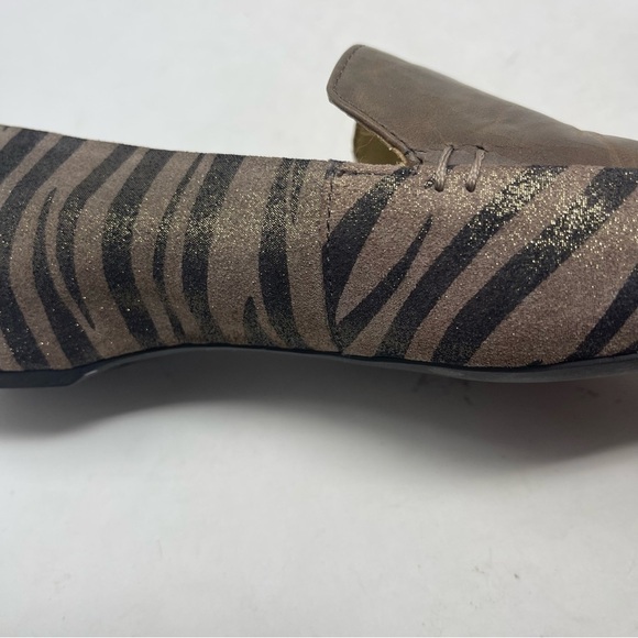 Geox Shoes Womens 37 US 7 Brown Grey‎ Animal Print Italian Leather Upper Flats - Picture 7 of 15